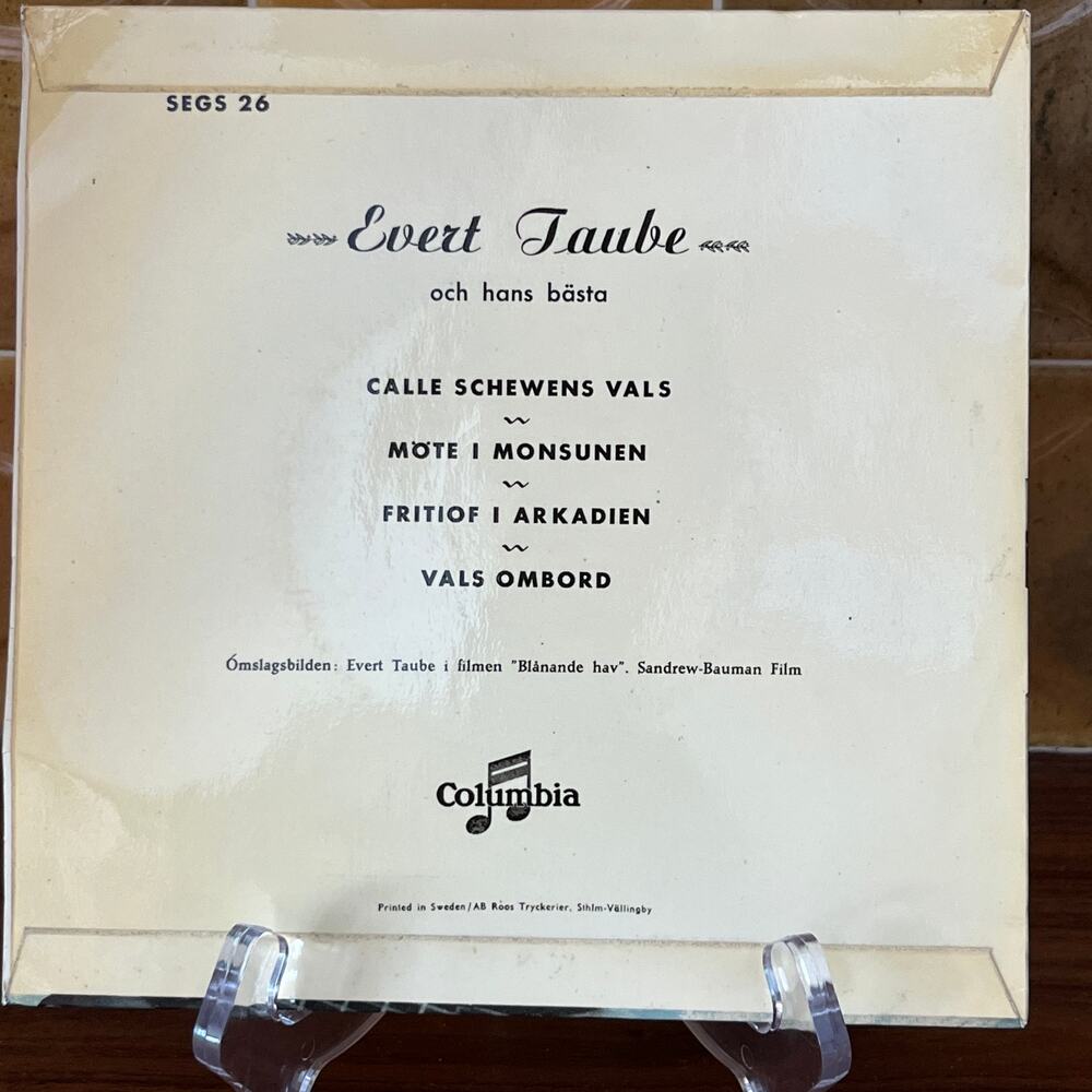 Evert Taube Calle Schewens Vals 7" 45rpm EP 1956 Columbia SEGS-26 Sweden - Picture 7 of 7